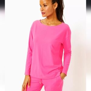 NWT Lilly Pulitzer UPF 50+ Karessa Top Roxie Pink Size Large